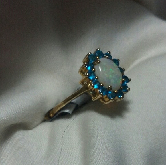 Opal and Neon Apatite Ring - Picture 3 of 6